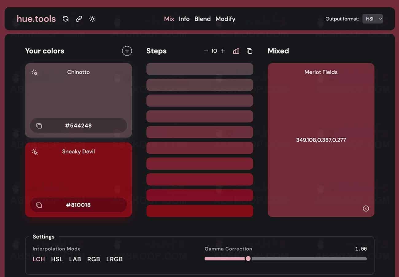 hue.tools-免费开源的在线配色工具-mix工具