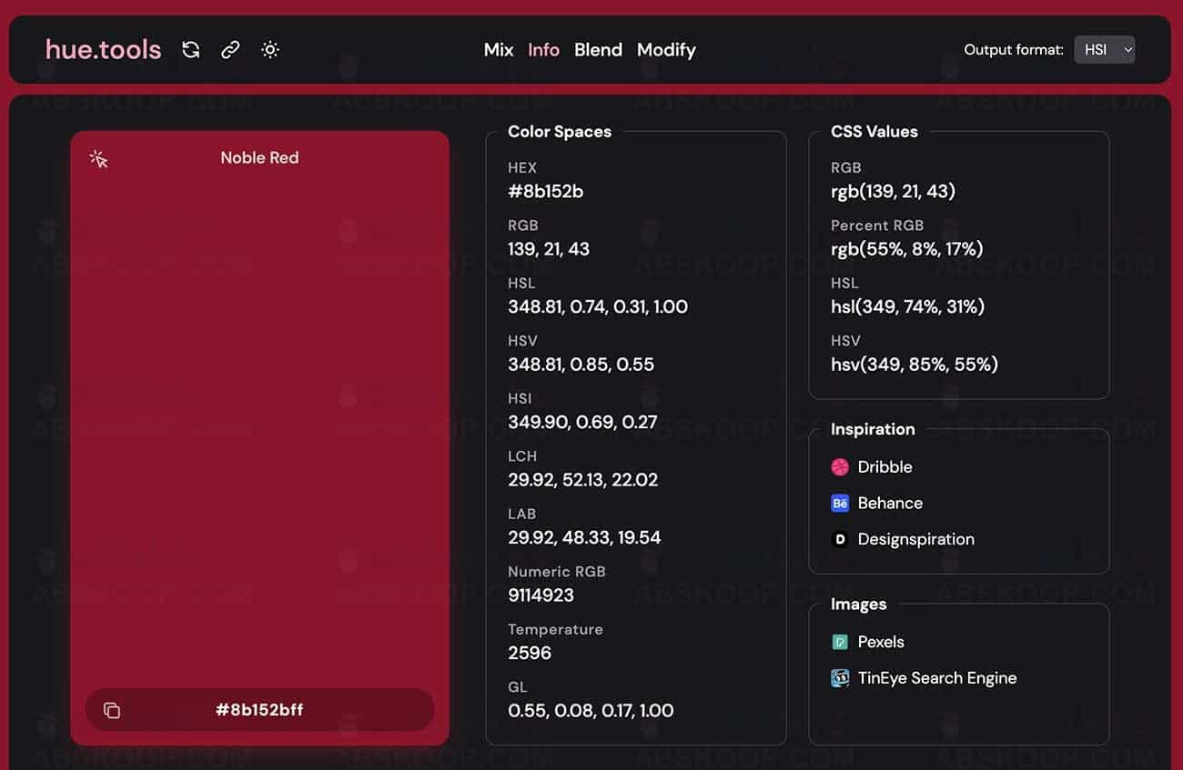 hue.tools-免费开源的在线配色工具-info