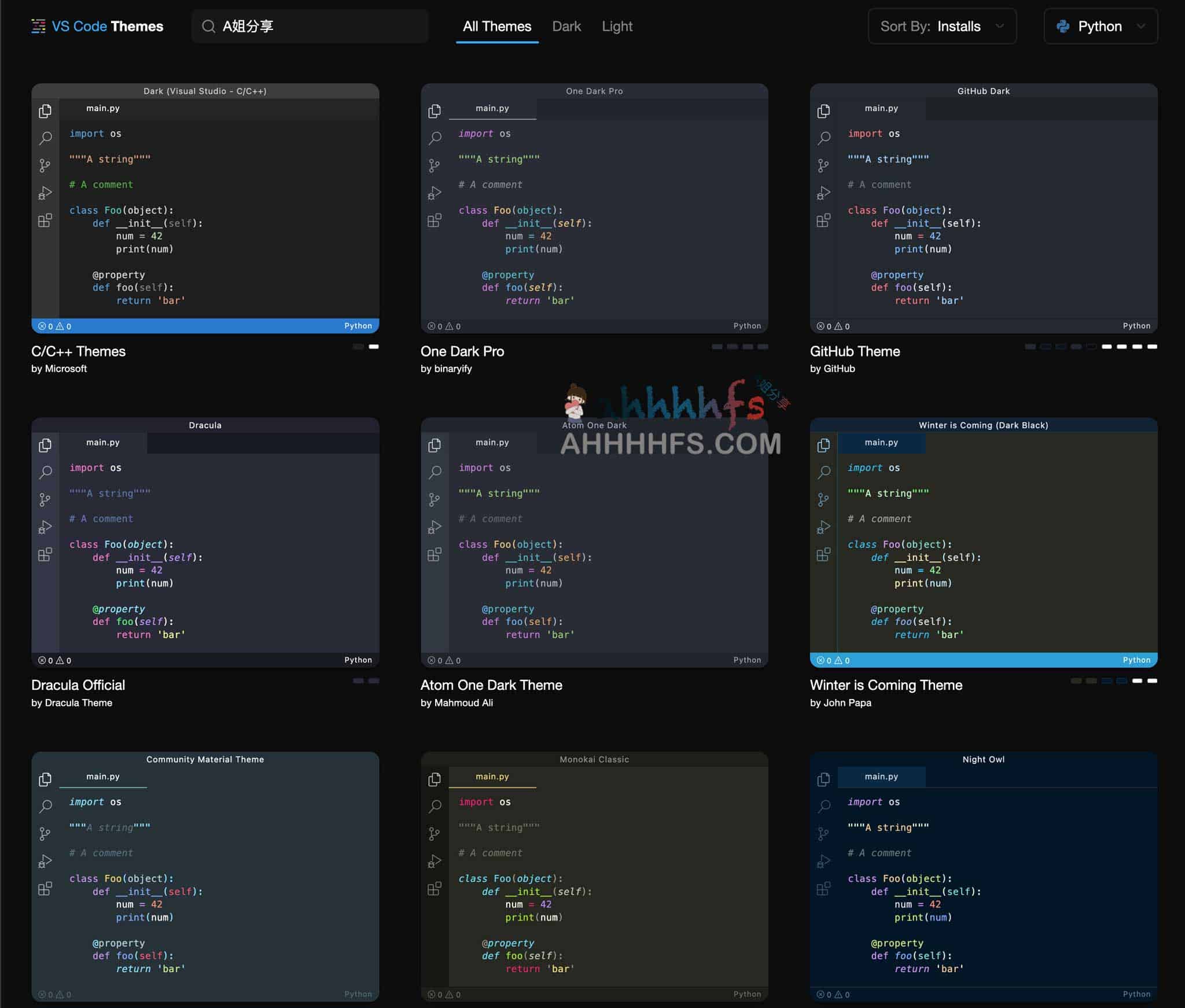 VS Code主题插件下载网站-VS Code Themes