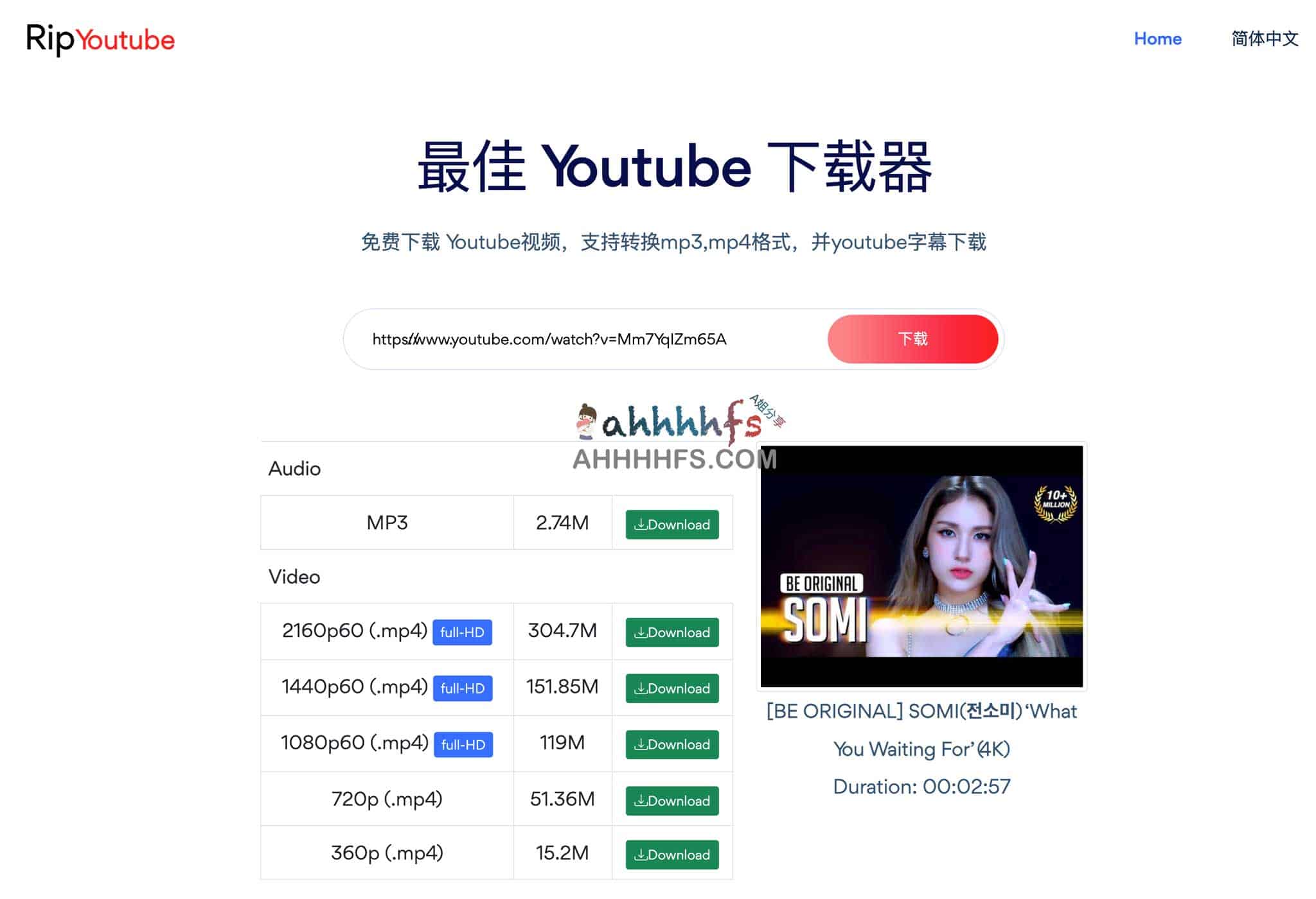 最佳YouTube视频下载器 支持4K下载-Rip Youtube