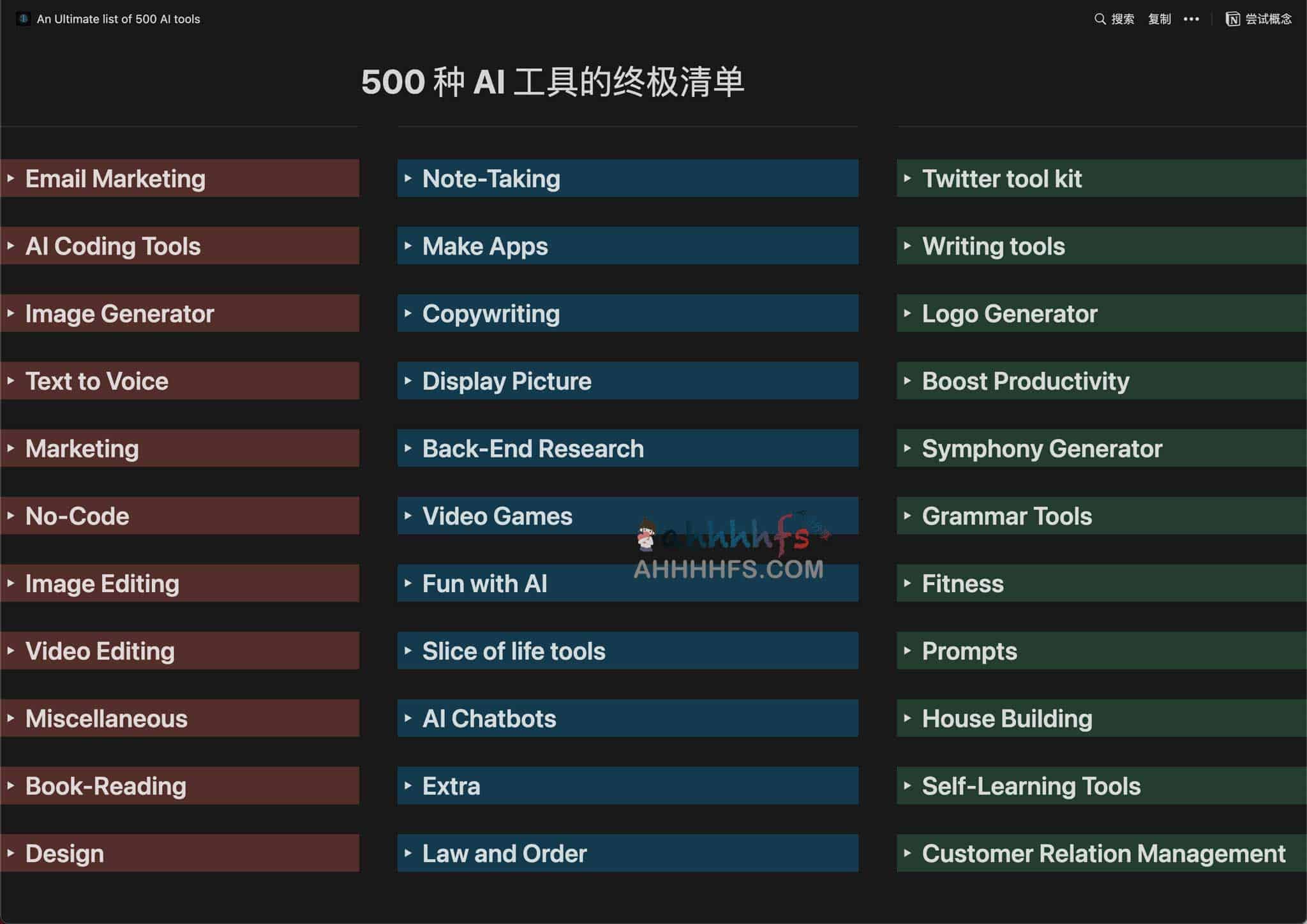 500 种 AI 工具的终极清单-An Ultimate list of 500 AI tools