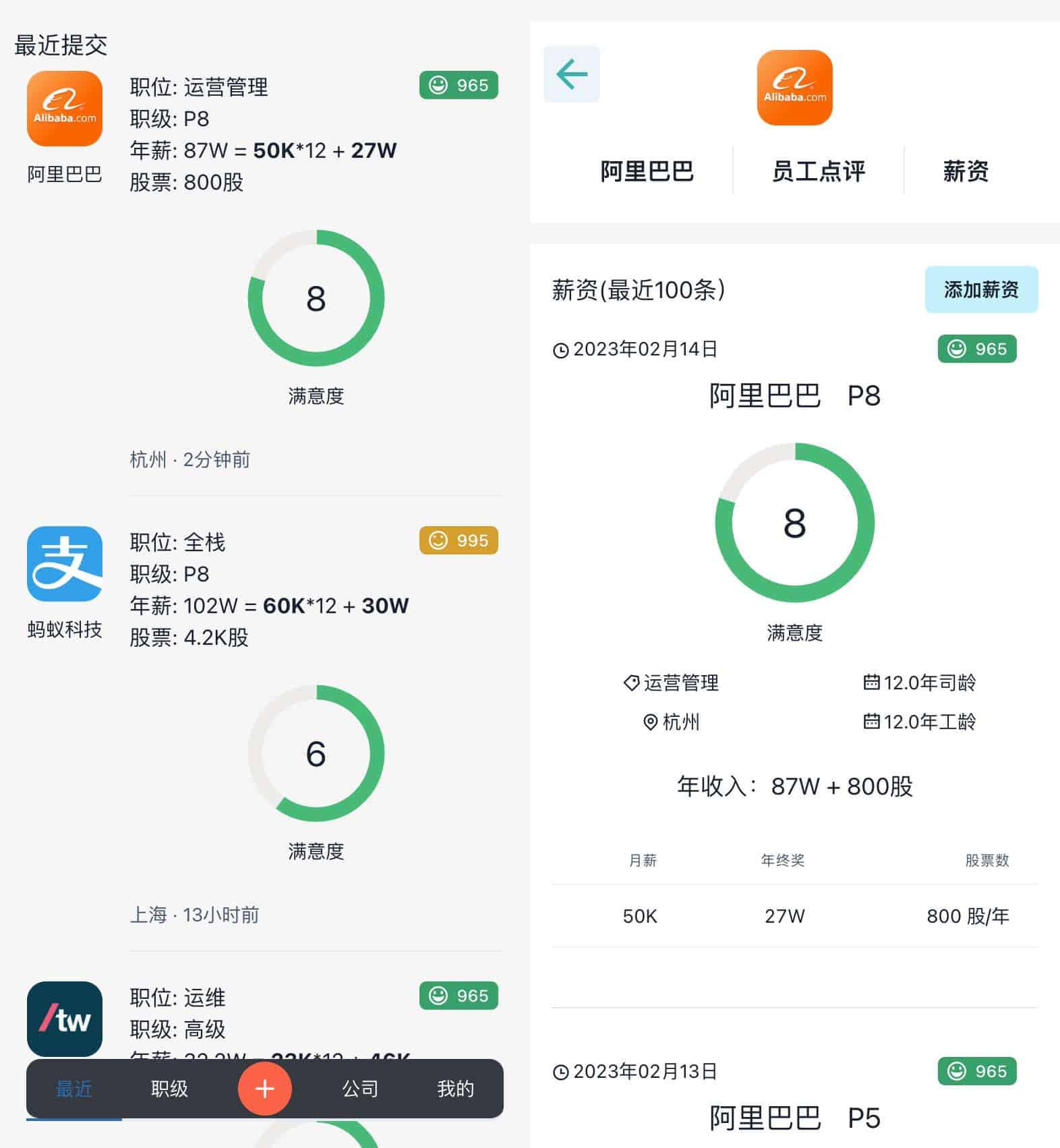 互联网公司职级薪资福利对比平台-Salaryfly